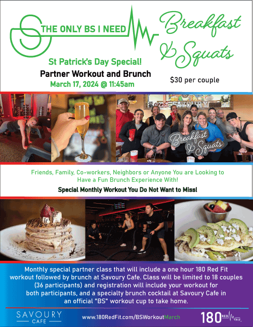 180 Red Fit & Savoury Cafe – The BS Partner Workout… Brunch and Squats